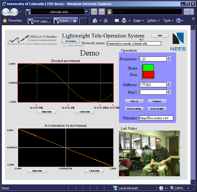 A screen shot of the LTOS Flash client